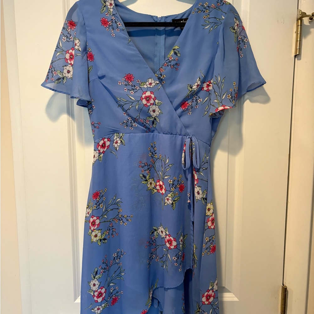 Floral Blue Wrap Dress